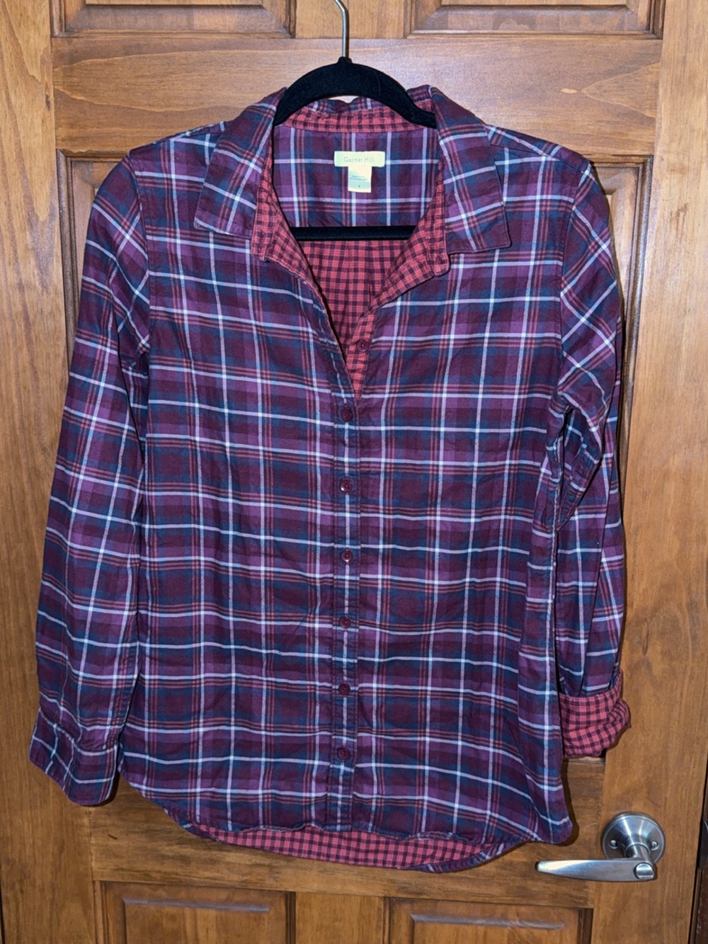 Garnet Hill Burgundy Plaid Button-Down Shirt